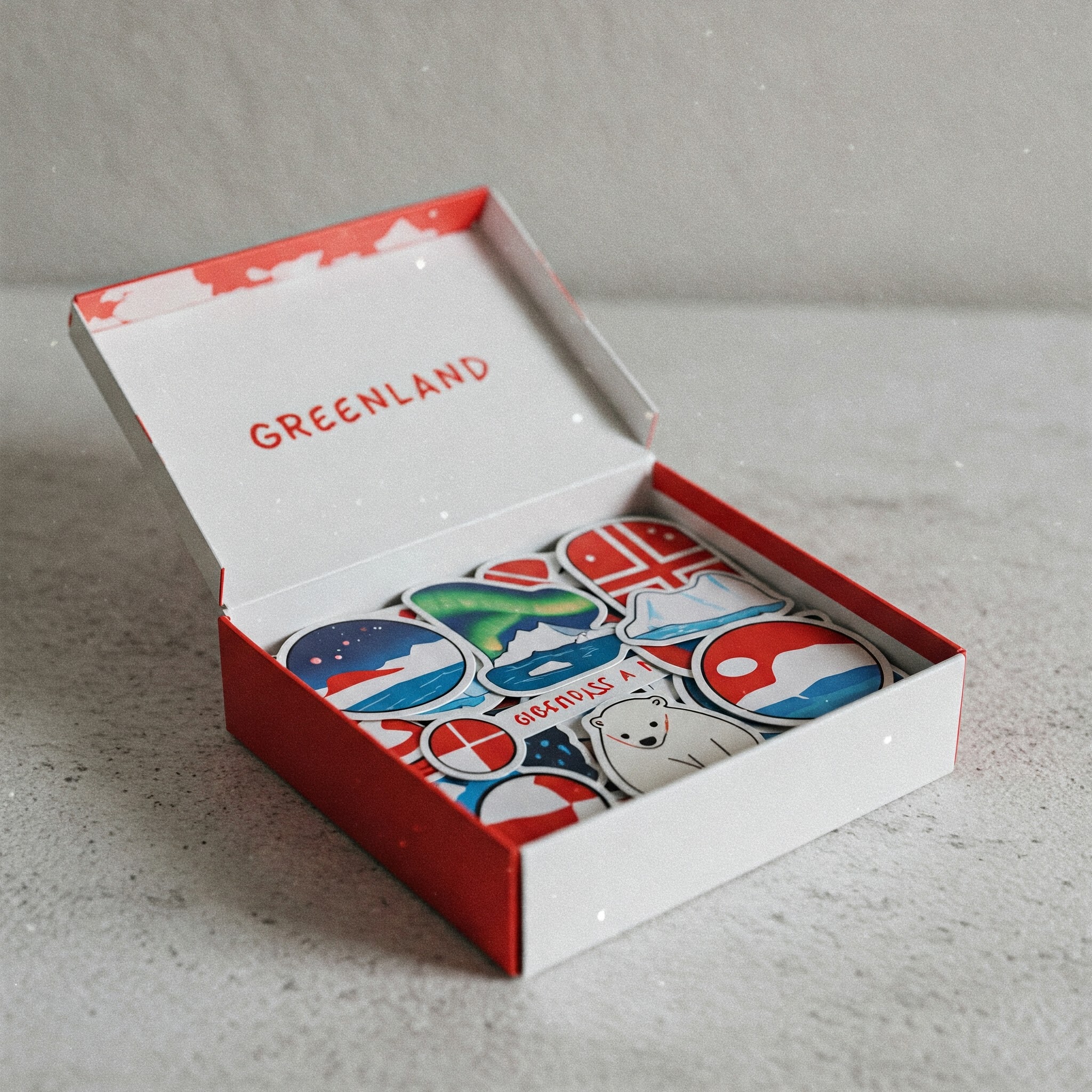 Collection of Greenland-themed stickers